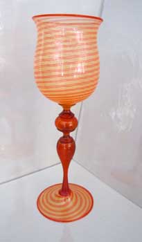 antiquariato: Calice di Murano arancio filigrana