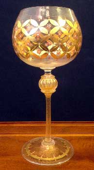 antiquariato: calice Ballon Murano decorato in oro a mano