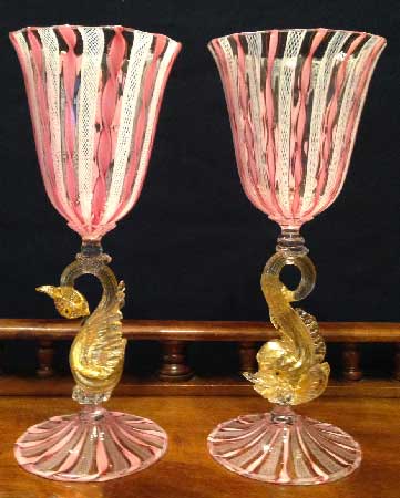 antiquariato: Murano pink goblets zanfirici