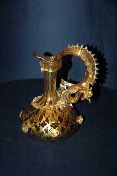 antiquariato: Bottiglia in vetro di Murano, ricca di polvere oro, SALVIATI