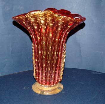 antiquariato: Vaso in vetro rosso di Murano, BAROVIER