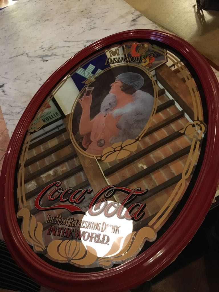 antiquariato: specchio pubblicitario coca-cola