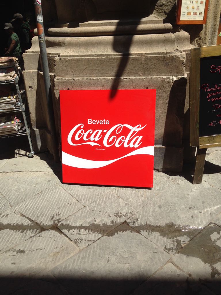 antiquariato: targa metallo pubblicitaria coca-cola