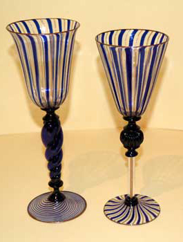 Goblets of Murano, blu and gold