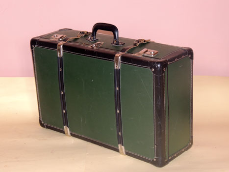 Green and black suitcase