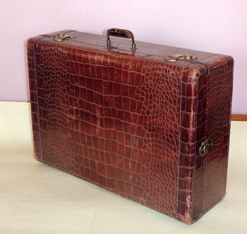 Crocodile leather suitcase