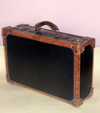 Leather black suitcase