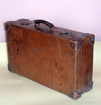 Brown leather suitcase