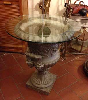 Cast iron vase/table, with glass on the top, XIX century