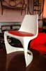 Plastic chair, with red leather