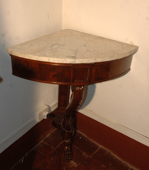 Antique consolle, in walnut and marble, Genova, first part of XIX century