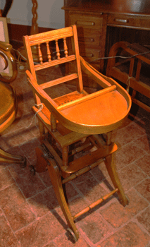 Highchair for children, in wood, end of XIX century