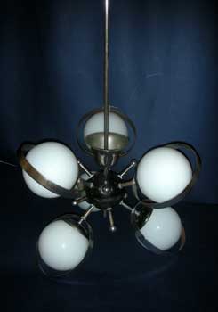 Chandelier with 6 glass bolls and metal