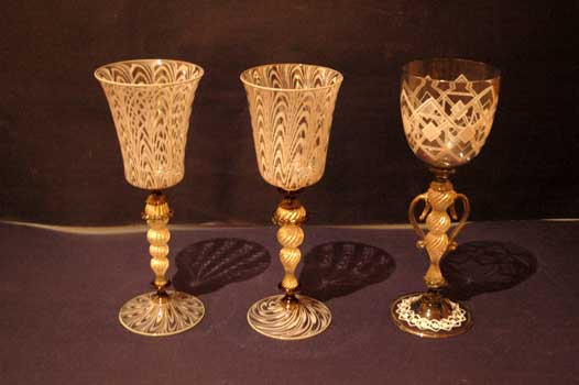 Goblets of Murano, pennati and decorated