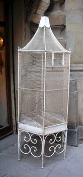 Old cage in iron, white painted 