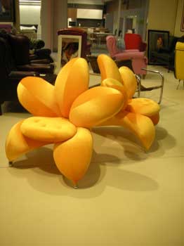 A couple of flower armchair, yellow, like the model of Masanori Umeda, 1990 GETSUEN