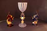 Murano collection goblet, with two cornucopie with fish